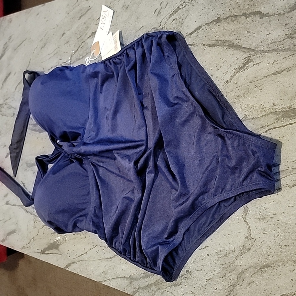Lysa Swim bandeau one piece swimsuit navy blue plus size 2X  22-24